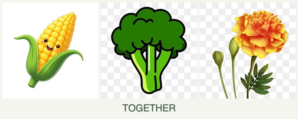Can you plant corn, broccoli and marigolds together?