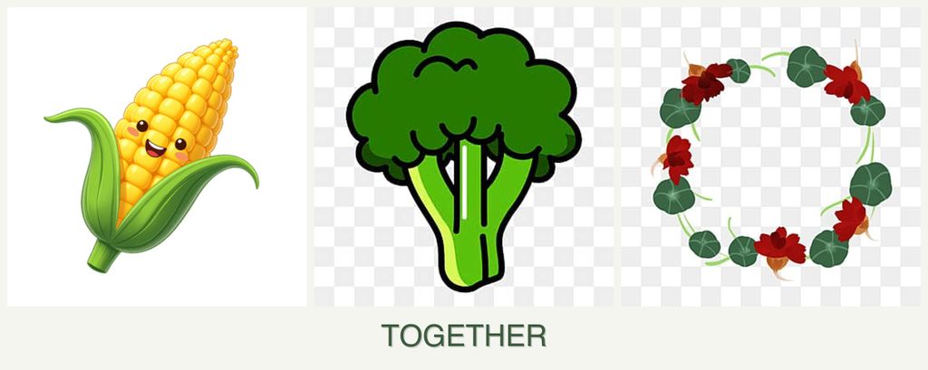 Can you plant corn, broccoli and nasturtiums together?