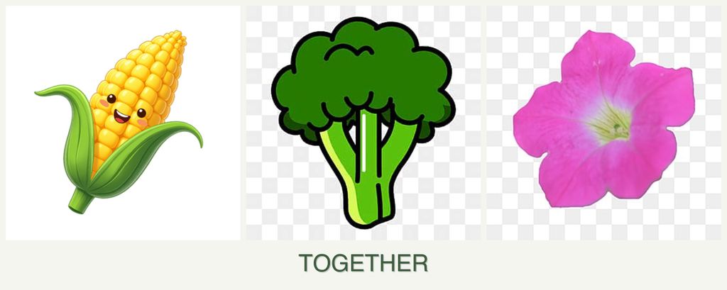 Can you plant corn, broccoli and petunias together?