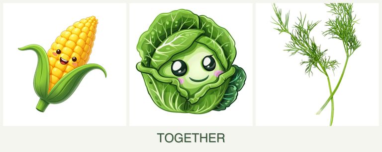 Can you plant corn, cabbage and dill together?