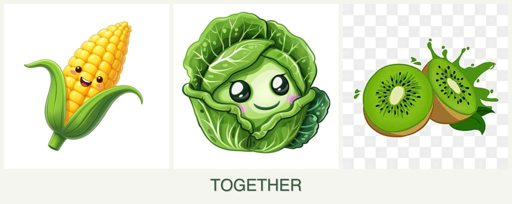 Can you plant corn, cabbage and kiwi together?