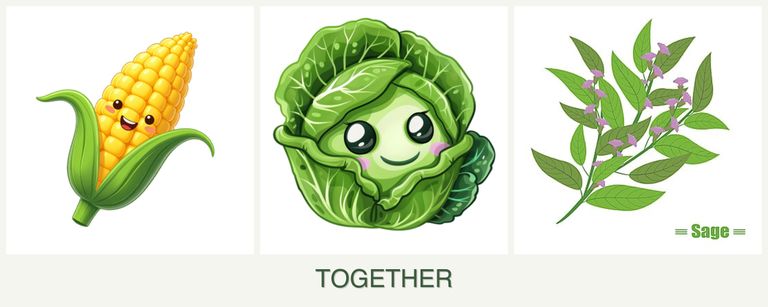 Can you plant corn, cabbage and sage together?