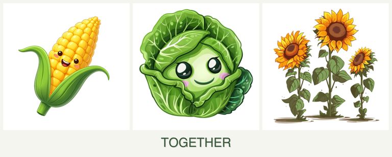 Can you plant corn, cabbage and sunflowers together?