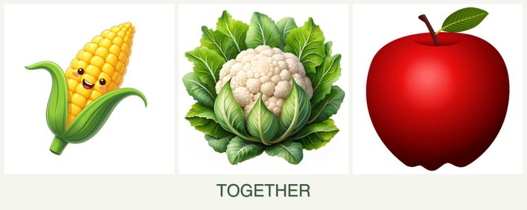 Can you plant corn, cauliflower and apples together?