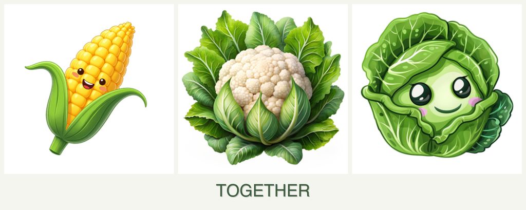 Can you plant corn, cauliflower and cabbage together?