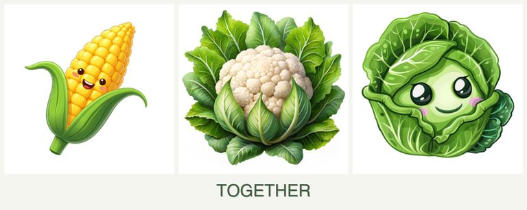 Can you plant corn, cauliflower and cabbage together?