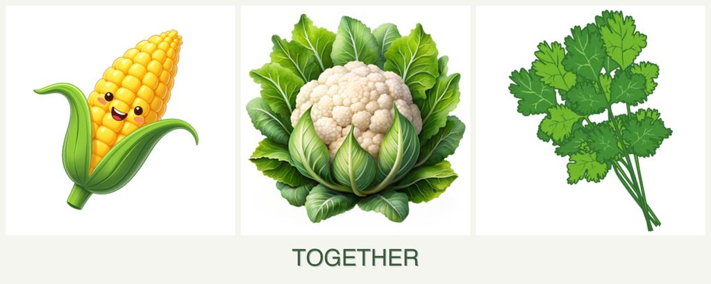 Can you plant corn, cauliflower and cilantro together?