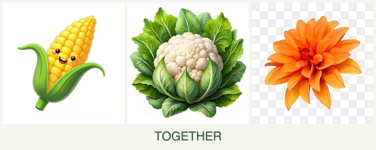Can you plant corn, cauliflower and dahlias together?