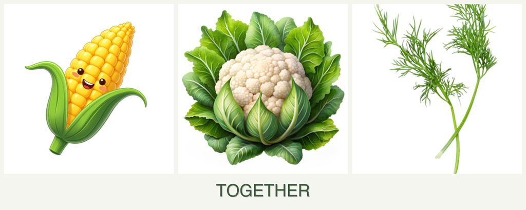 Can you plant corn, cauliflower and dill together?