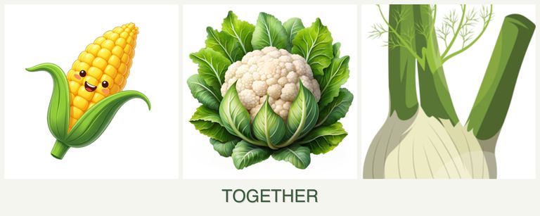Can you plant corn, cauliflower and fennel together?