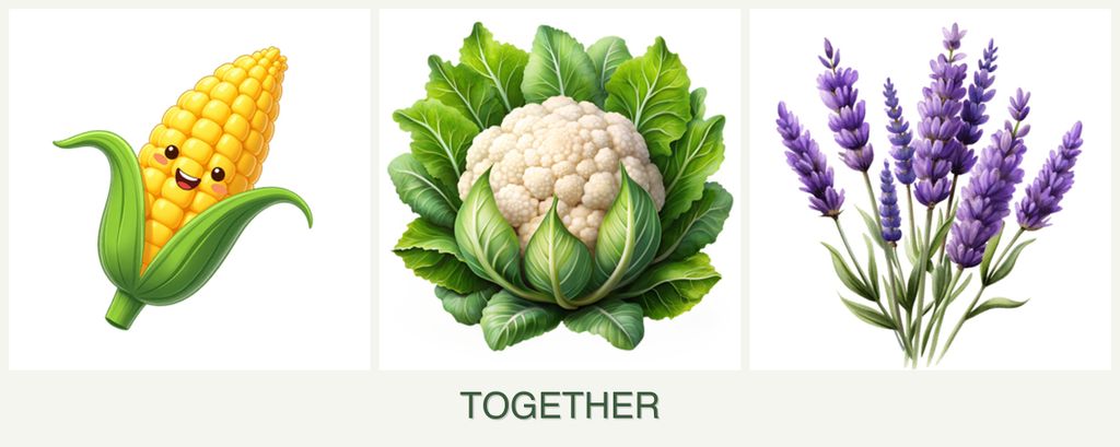 Can you plant corn, cauliflower and lavender together?