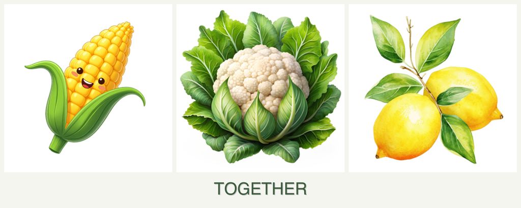 Can you plant corn, cauliflower and lemons together?