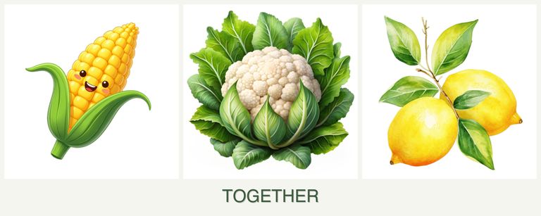 Can you plant corn, cauliflower and lemons together?