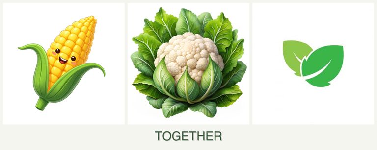 Can you plant corn, cauliflower and mint together?