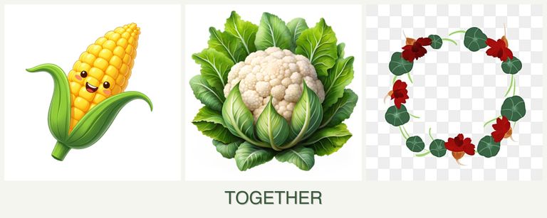 Can you plant corn, cauliflower and nasturtiums together?
