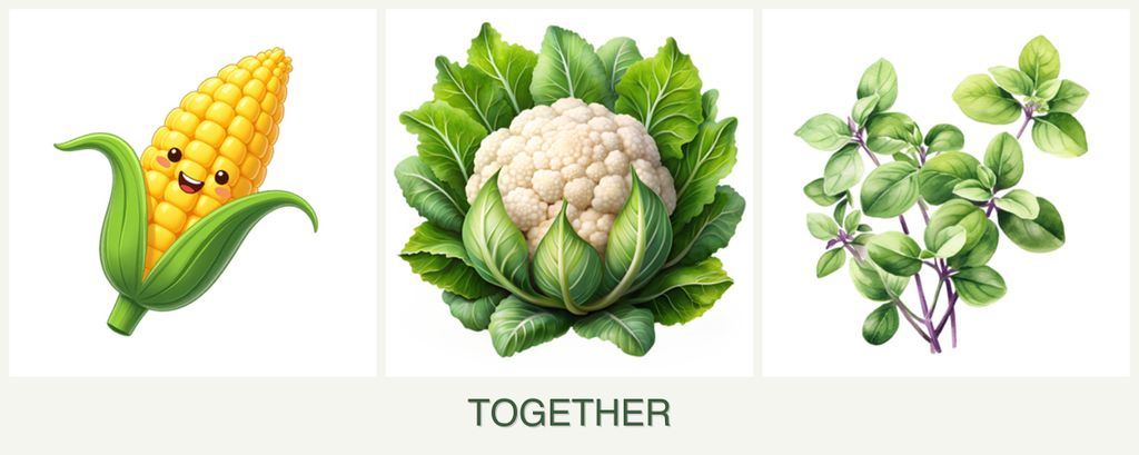 Can you plant corn, cauliflower and oregano together?
