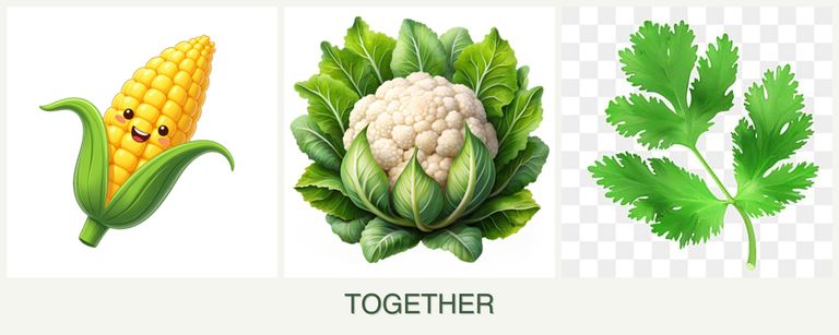 Can you plant corn, cauliflower and parsley together?