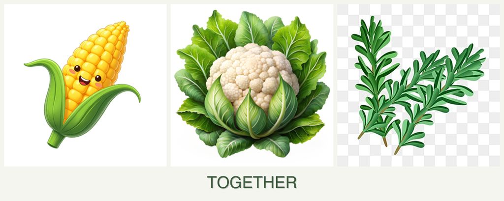Can you plant corn, cauliflower and rosemary together?