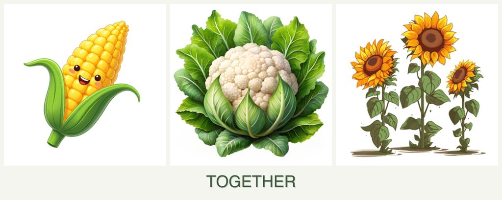 Can you plant corn, cauliflower and sunflowers together?
