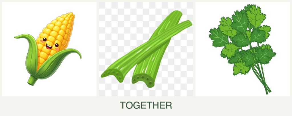 Can you plant corn, celery and cilantro together?