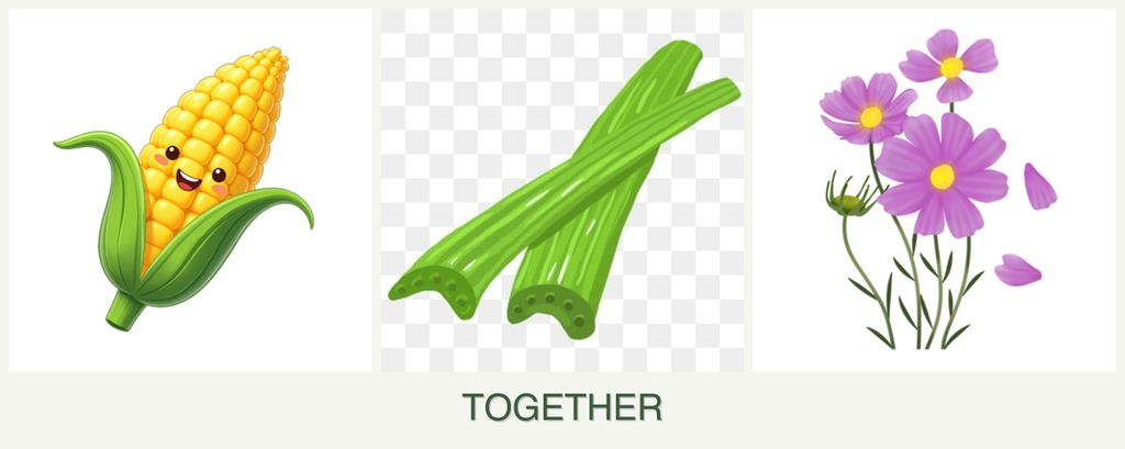 Can you plant corn, celery and cosmos together?