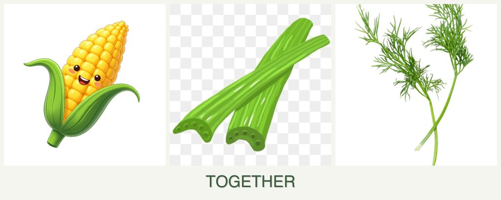 Can you plant corn, celery and dill together?