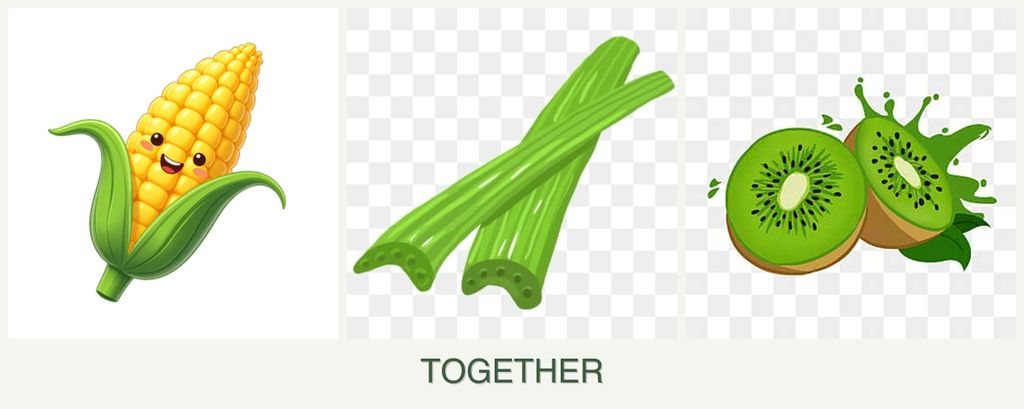 Can you plant corn, celery and kiwi together?