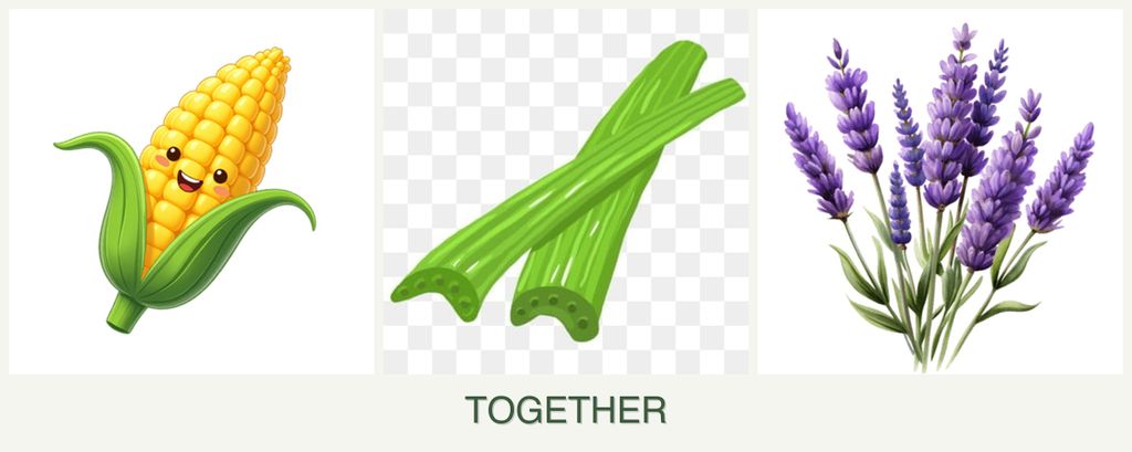 Can you plant corn, celery and lavender together?