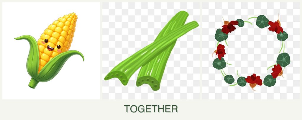 Can you plant corn, celery and nasturtiums together?