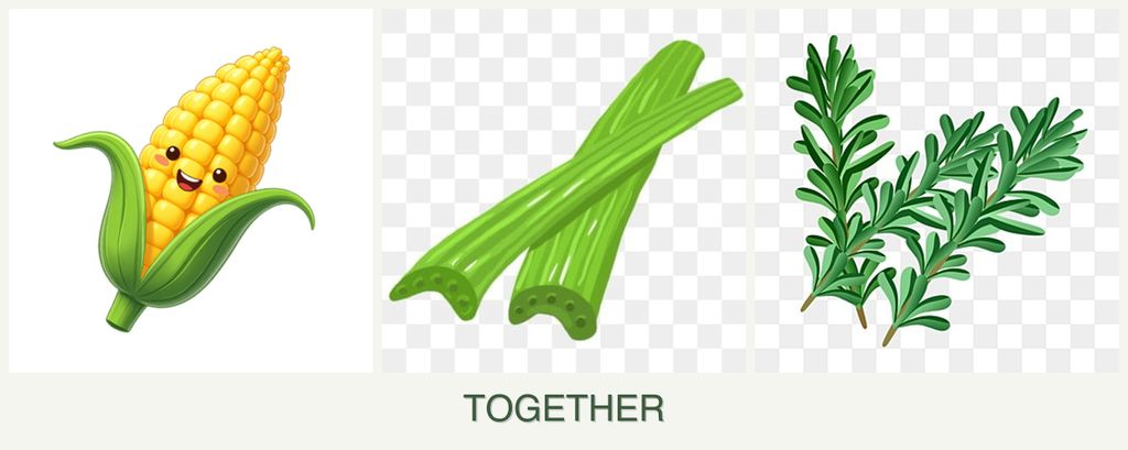 Can you plant corn, celery and rosemary together?