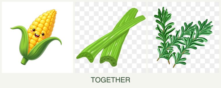 Can you plant corn, celery and rosemary together?