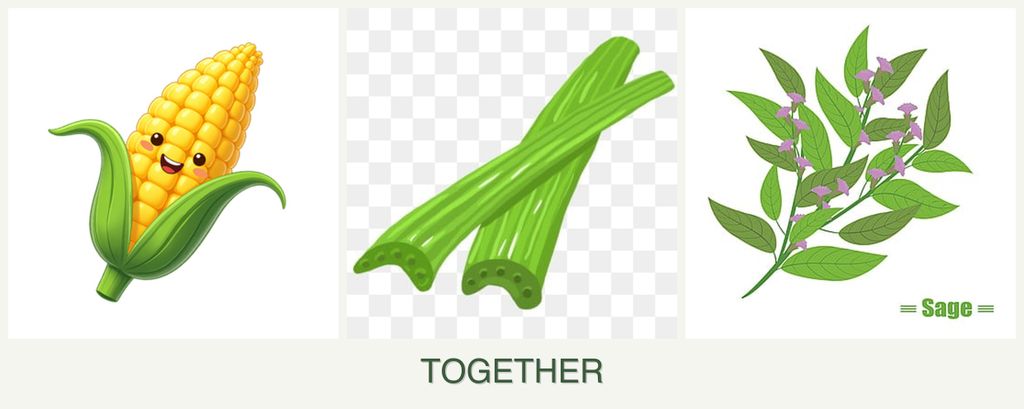 Can you plant corn, celery and sage together?