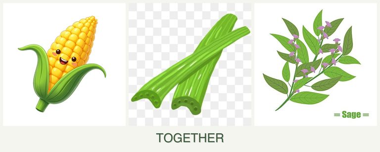 Can you plant corn, celery and sage together?