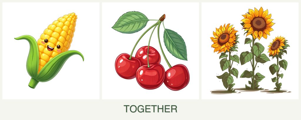 Can you plant corn, cherries and sunflowers together?