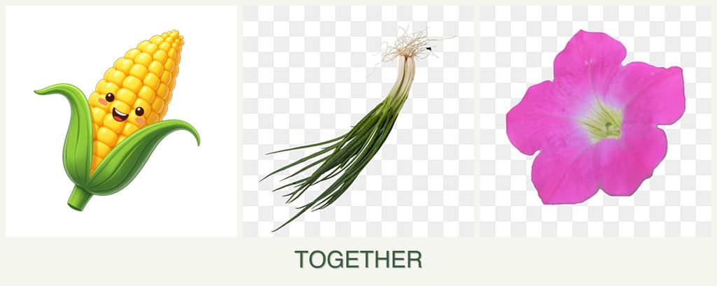 Can you plant corn, chives and petunias together?