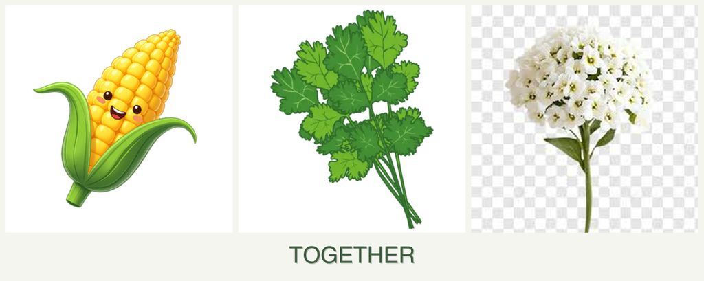 Can you plant corn, cilantro and alyssum together?