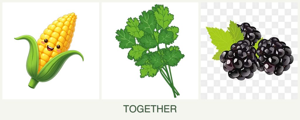 Can you plant corn, cilantro and blackberries together?