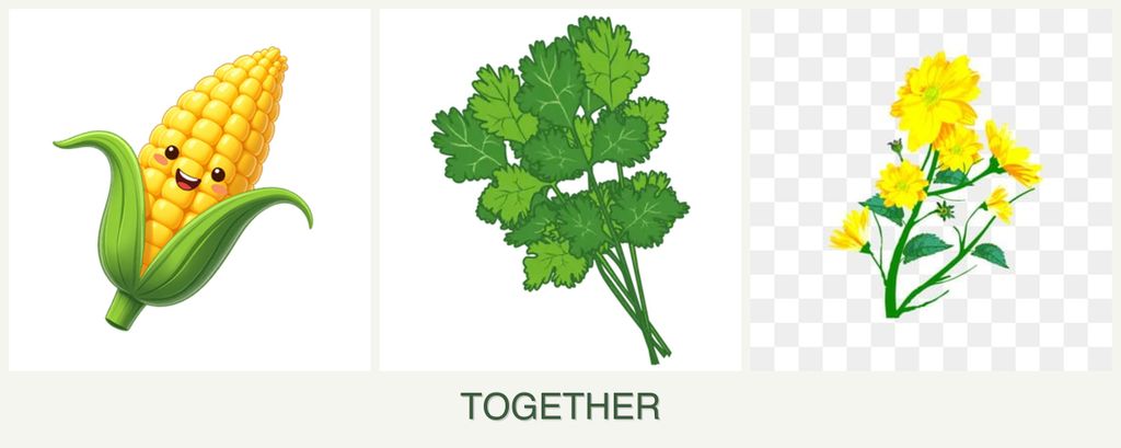 Can you plant corn, cilantro and calendula together?