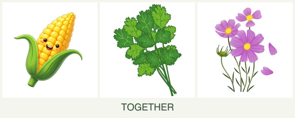 Can you plant corn, cilantro and cosmos together?