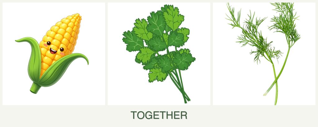 Can you plant corn, cilantro and dill together?