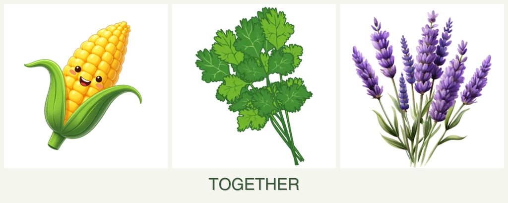 Can you plant corn, cilantro and lavender together?