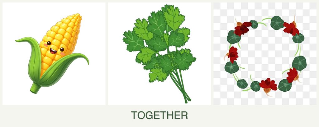 Can you plant corn, cilantro and nasturtiums together?