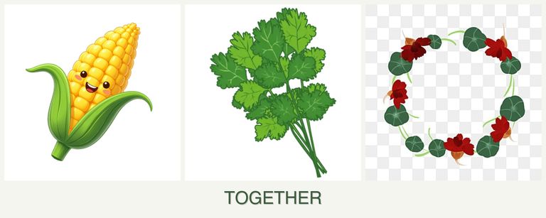 Can you plant corn, cilantro and nasturtiums together?