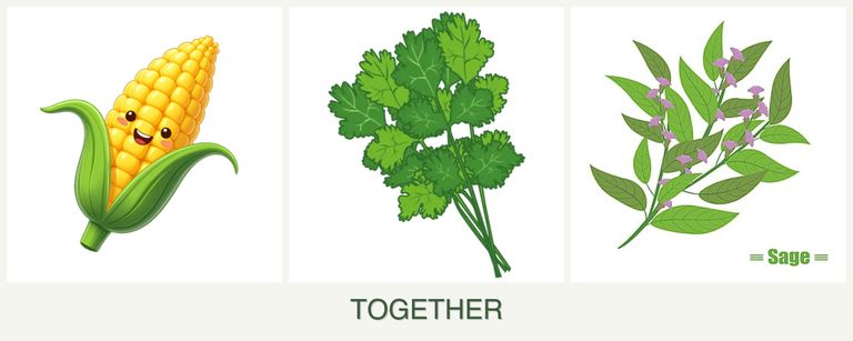 Can you plant corn, cilantro and sage together?