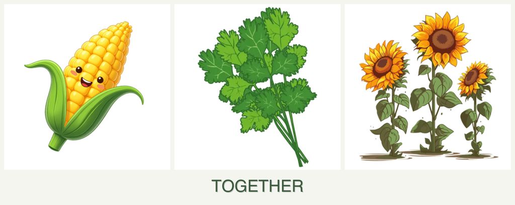 Can you plant corn, cilantro and sunflowers together?