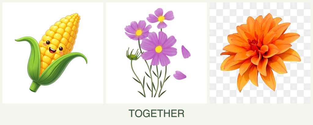 Can you plant corn, cosmos and dahlias together?