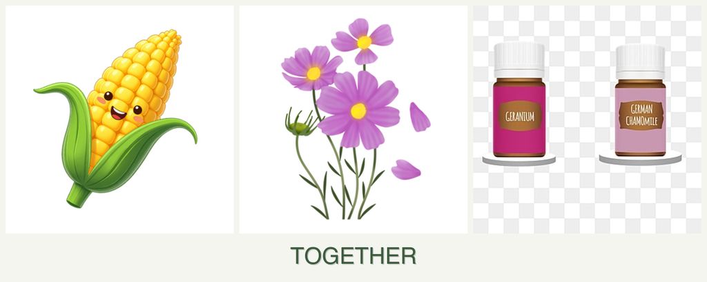 Can you plant corn, cosmos and geraniums together?