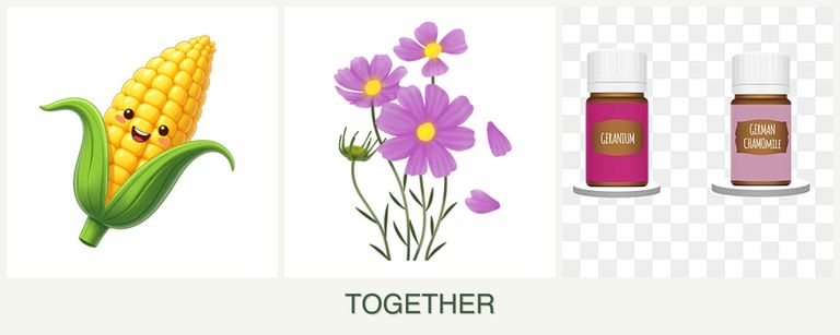 Can you plant corn, cosmos and geraniums together?