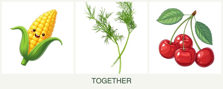 Can you plant corn, dill and cherries together?