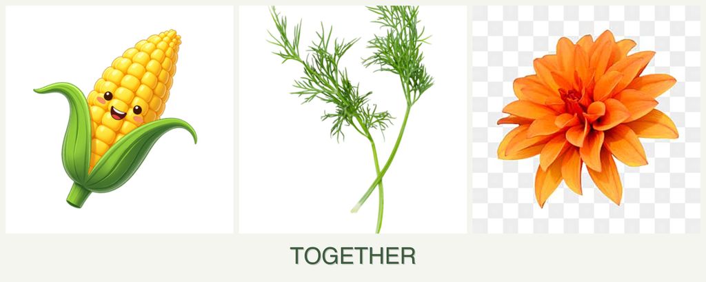 Can you plant corn, dill and dahlias together?
